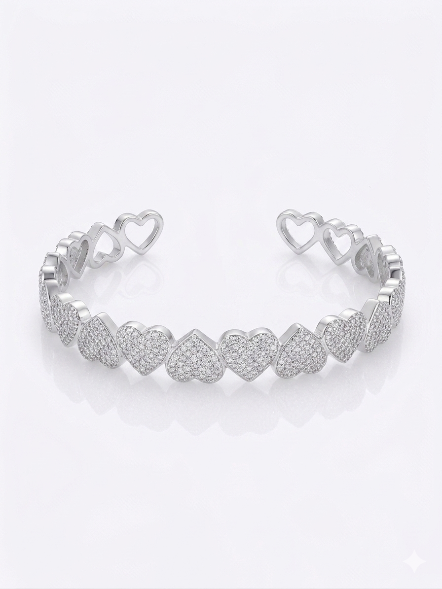 Bracelete Corações Zircônia - PL00292 — 2