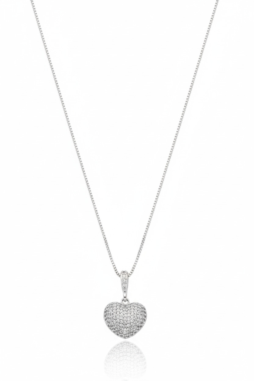 Colar Coração Bolha em Zircônia - CL00291 — 2