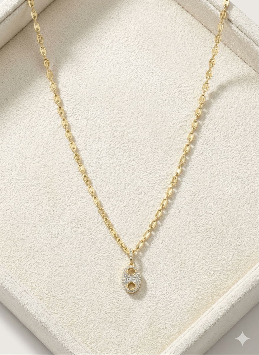Colar Elo com Pingente Lacre em Zircônia - CL00623 — 1