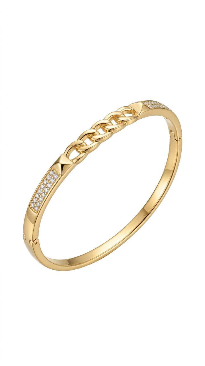 Bracelete Zircônia com Grumet Rígido Liso Central - PL00282 — 1