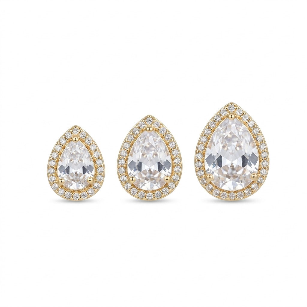 Brinco Trio Gota Zircônia - BR01075