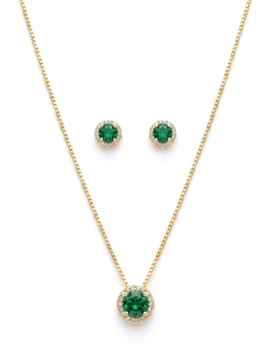 Conjunto Circular Zircônia c Cristal Central CJ00098 — 2