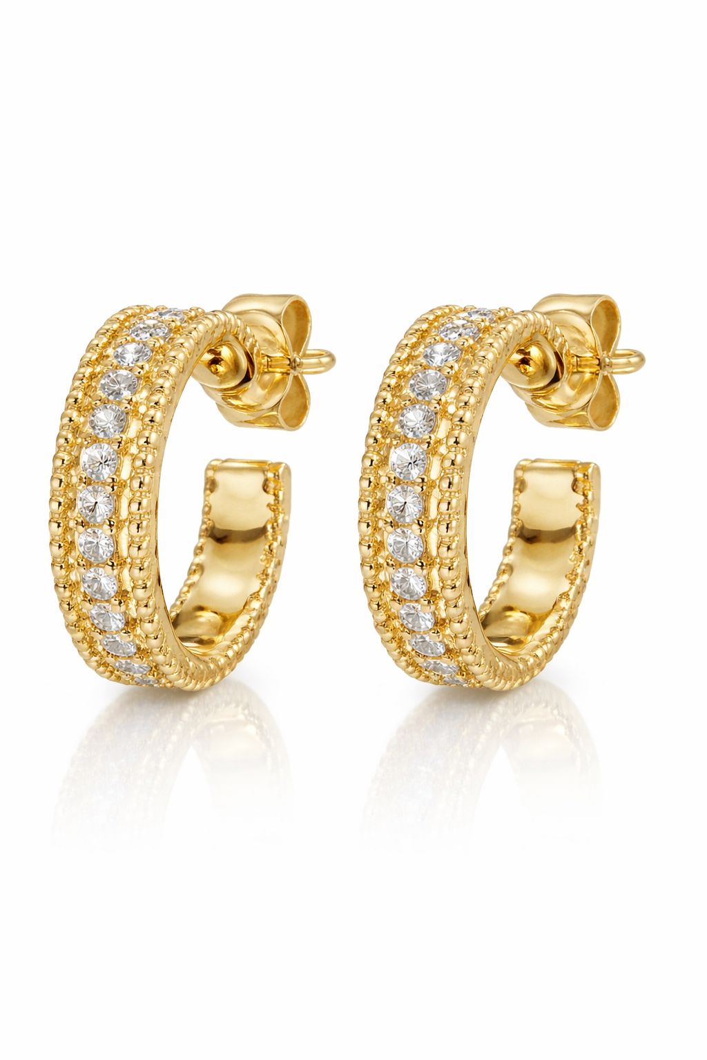 Brinco Argola Detalhe Bolinha 1 fileira Zirconia BR00986