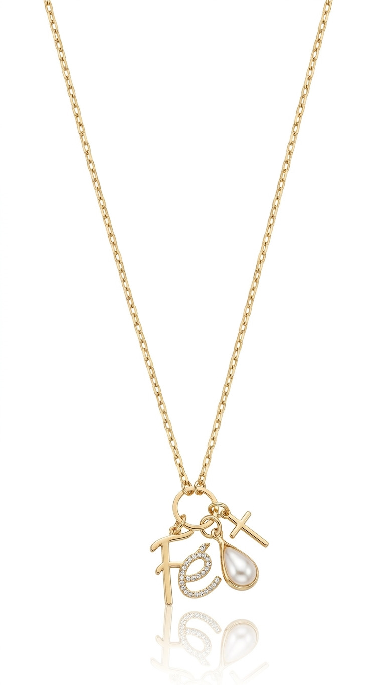 Colar Elo Cartier com Pingente Fé e Gota de Pérola - CL00609