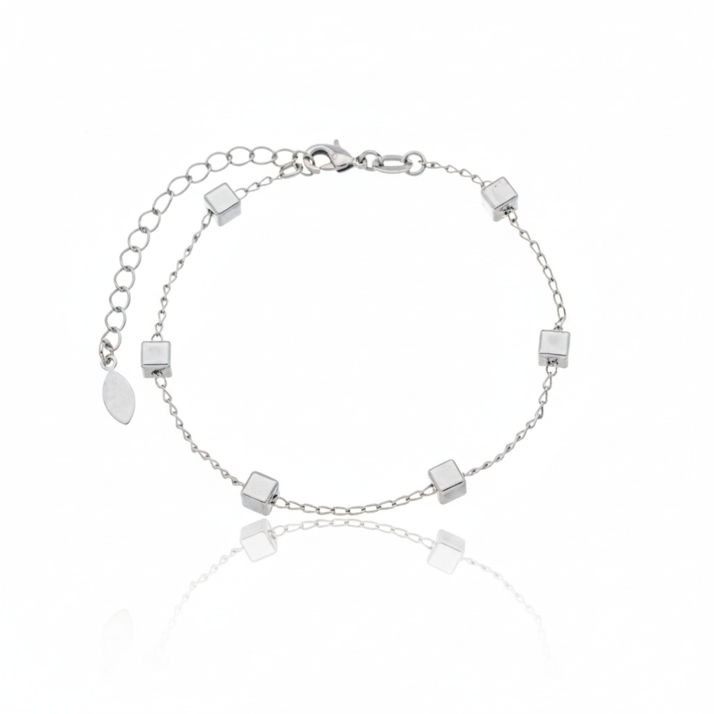 Pulseira Elo Cadeado Cubos Lisos - PL00192 — 2