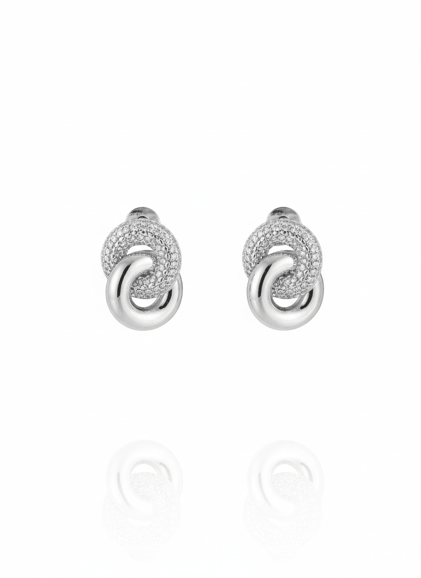 Brinco 2 Elos Circulares Zircônia e Liso BR00919 — 2