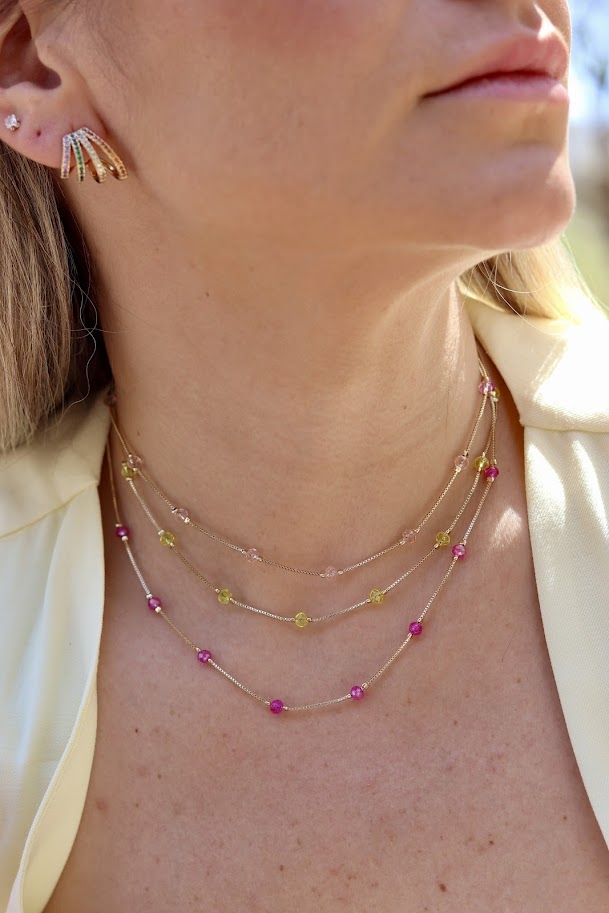 Colar Veneziana com Cristais Facetados CL00591