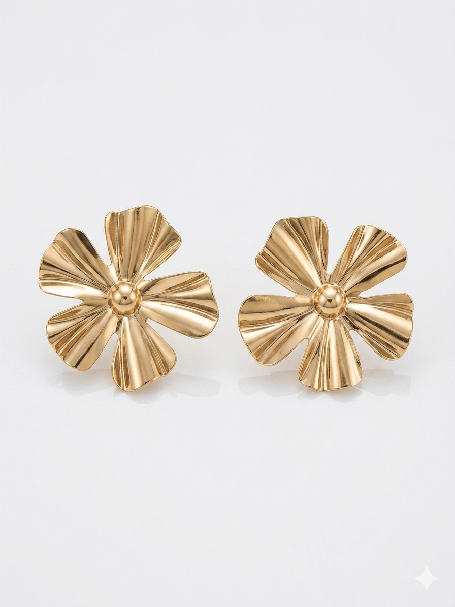 Brinco Chapa Flor 5 Pétalas - BR00035