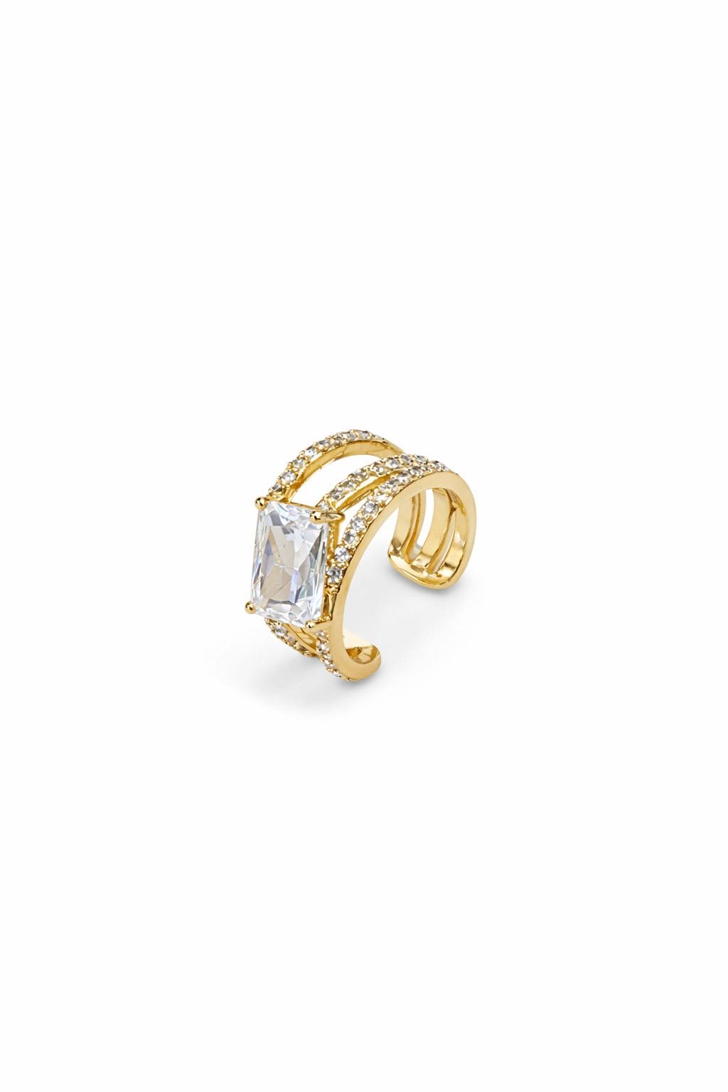 Piercing Fake Três Fileiras com Zircônia Quadrada - PF00029