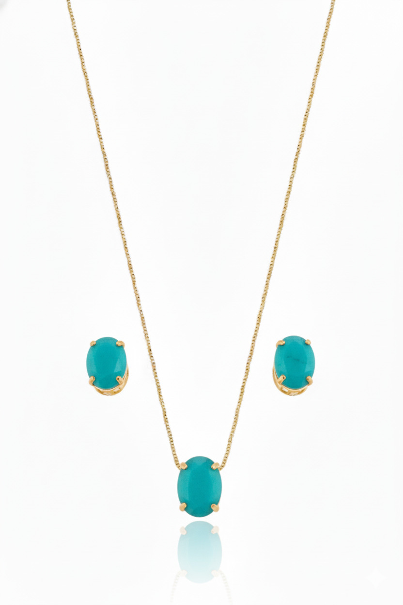 Conjunto com Cristal Oval P - CJ00003