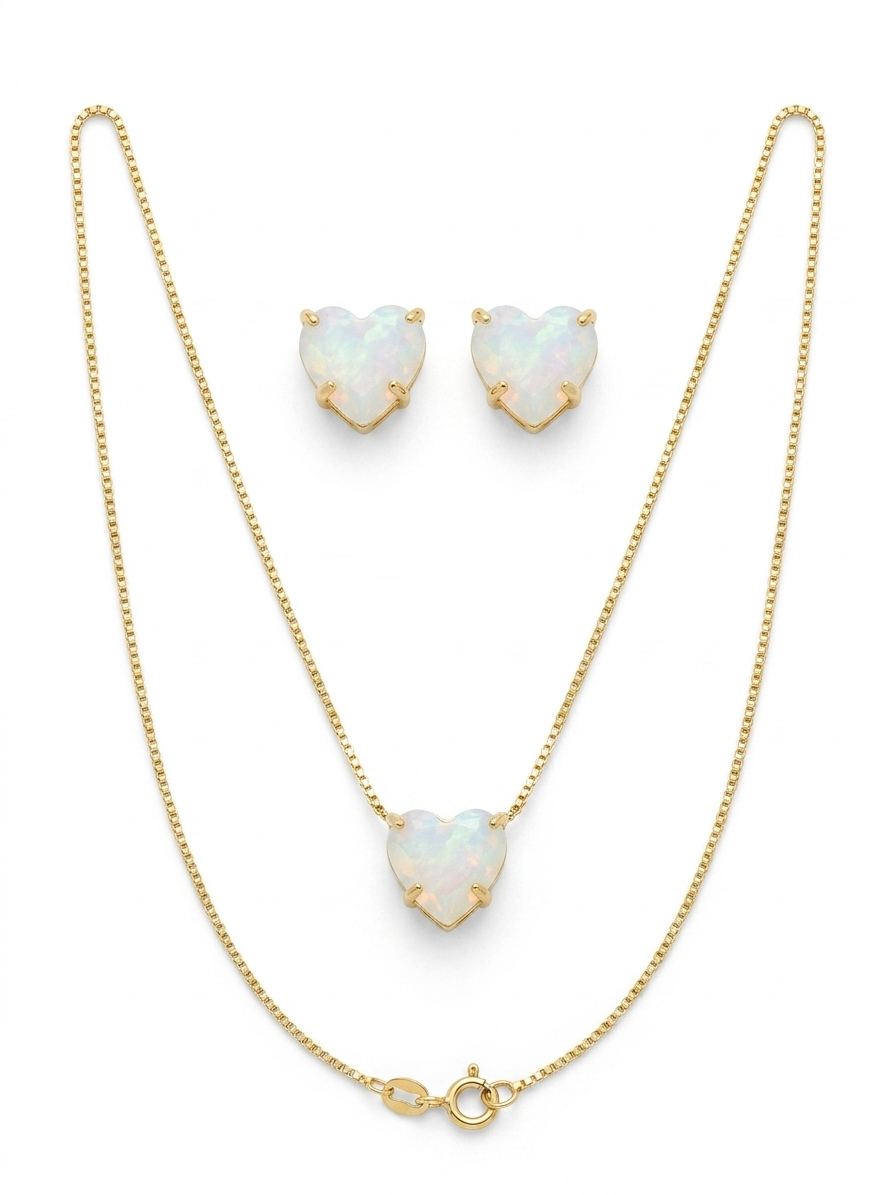 Conjunto Coração com Cristal - CJ00002