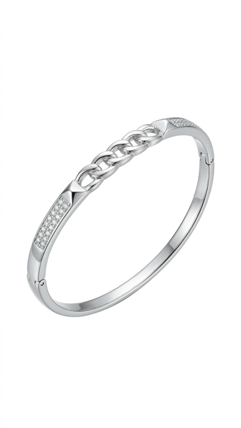 Bracelete Zircônia com Grumet Rígido Liso Central - PL00282 — 2