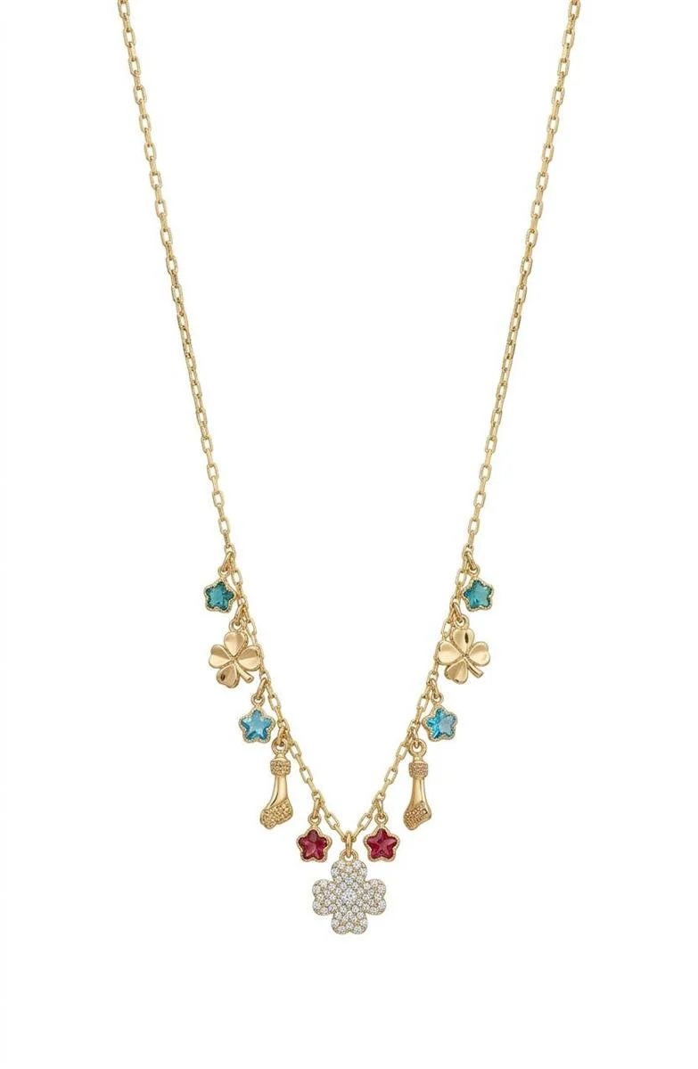 Colar Elo Cartier Pingentes Figa Trevo Zircônia com Cristais - CL00592