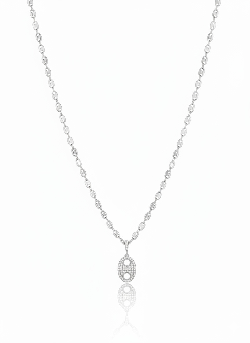 Colar Elo com Pingente Lacre em Zircônia - CL00623 — 2