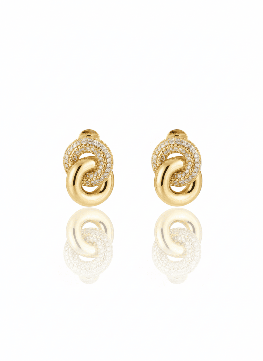Brinco 2 Elos Circulares Zircônia e Liso BR00919 — 1