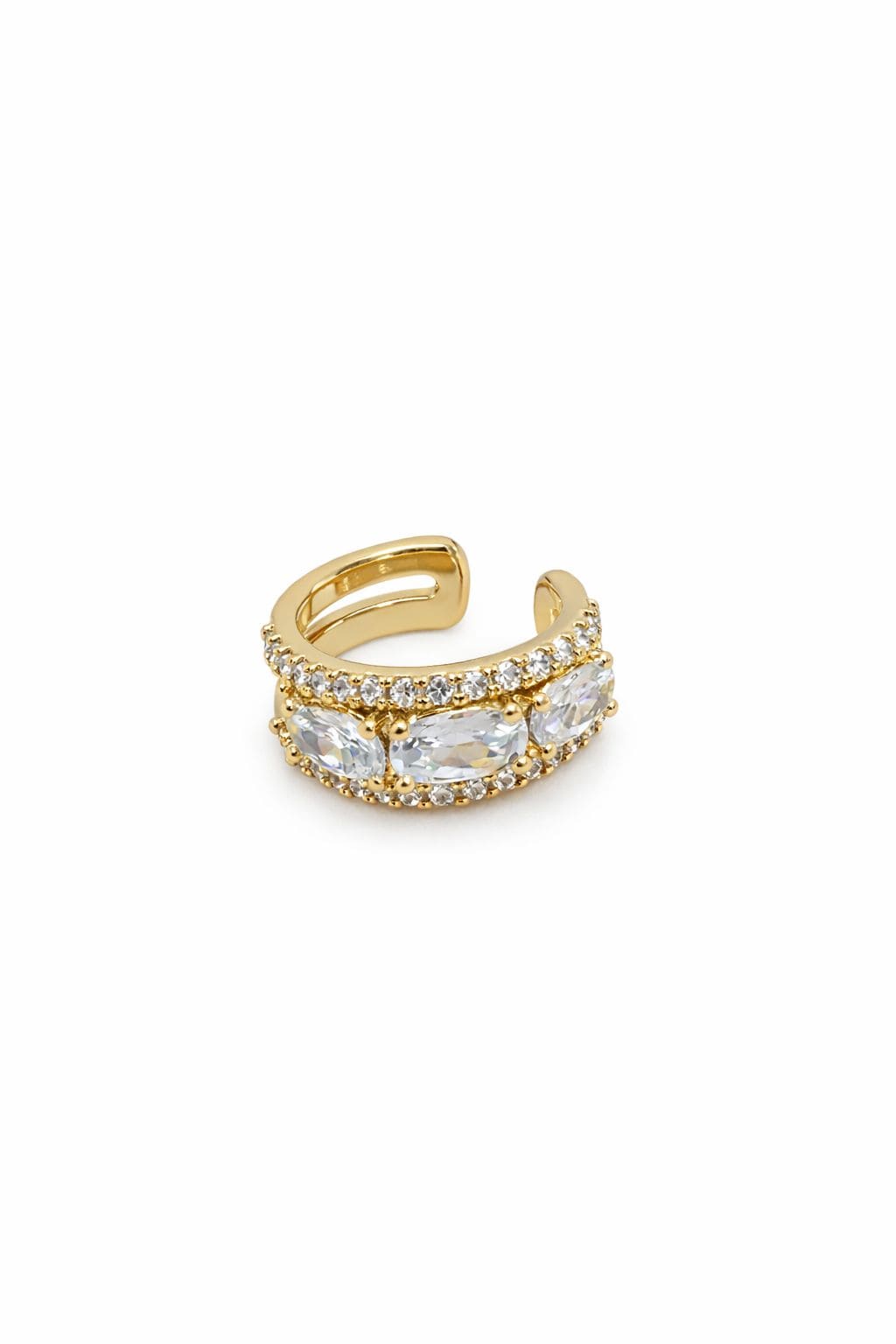 Piercing Fake Duas Fileiras com Três Zircônias Quadradas - PF00030 — 1