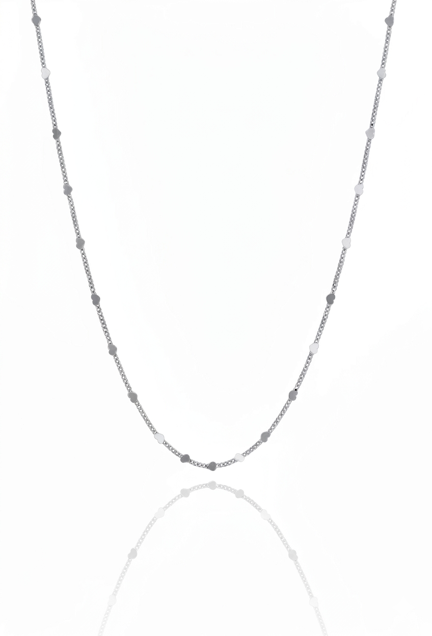 Colar Elo Grumet com Coração - LONGO - PRATA CL00617
